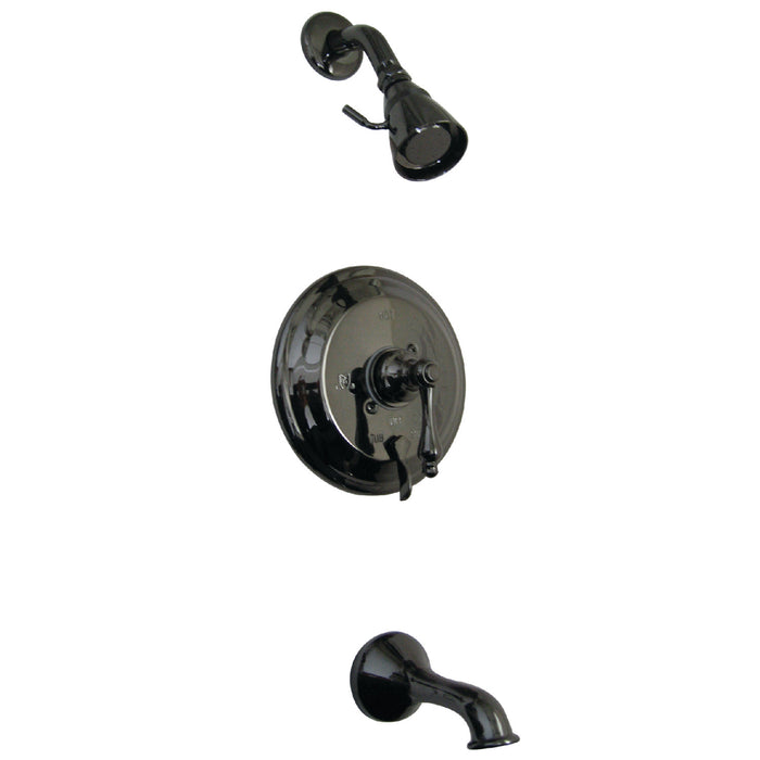Kingston Heirloom NB36300AL - Water Onyx Single-Handle Pressure Balanced Tub and Shower Faucet with Diverter Handle, Black Stainless Steel