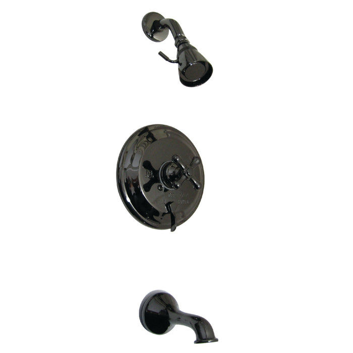Kingston Heirloom NB36300AX - Water Onyx Single-Handle Pressure Balanced Tub and Shower Faucet with Diverter Handle, Black Stainless Steel