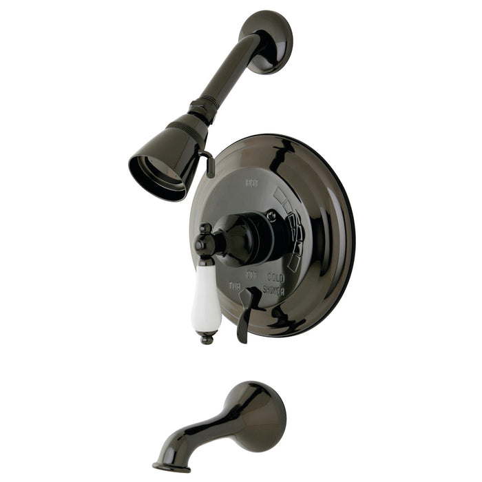 Kingston Heirloom NB36300PL - Water Onyx Single-Handle Pressure Balanced Tub and Shower Faucet with Diverter Handle, Black Stainless Steel