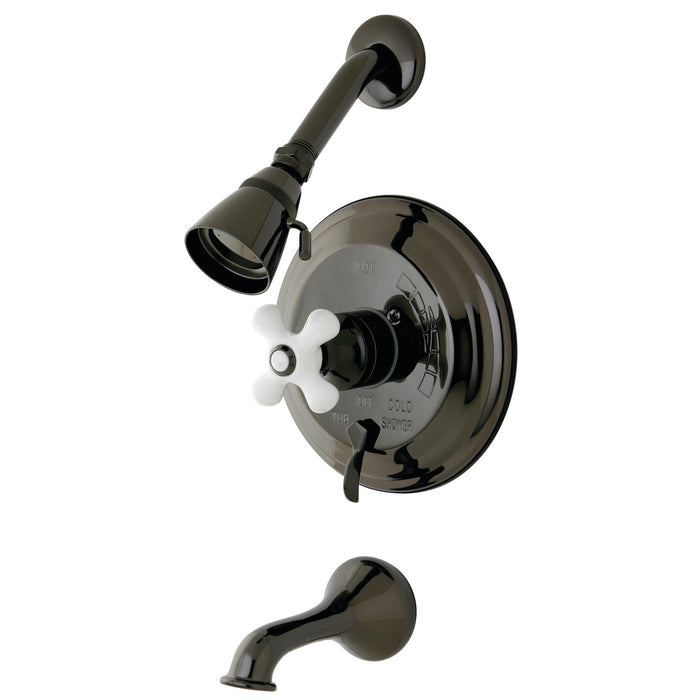 Kingston Heirloom NB36300PX - Water Onyx Single-Handle Pressure Balanced Tub and Shower Faucet with Diverter Handle, Black Stainless Steel