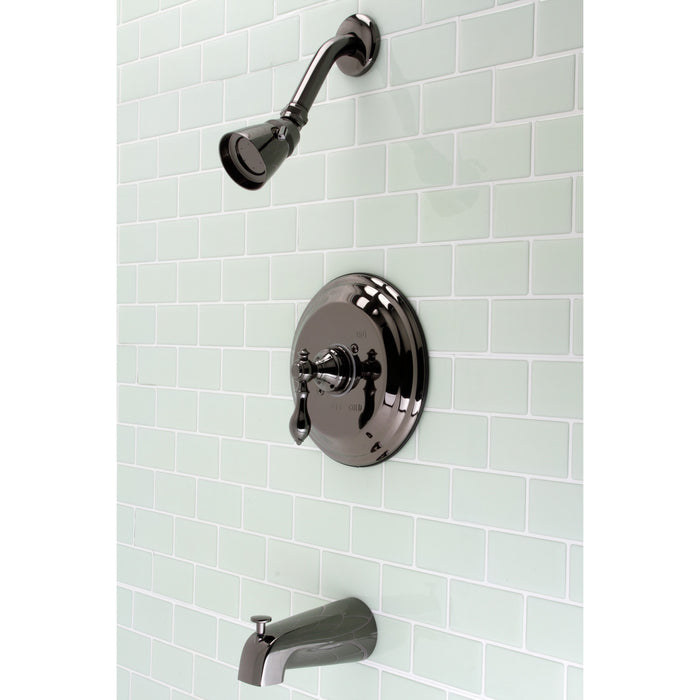 Kingston Heirloom NB3630ACL - American Classic Single-Handle Pressure Balanced Tub and Shower Faucet, Black Stainless Steel