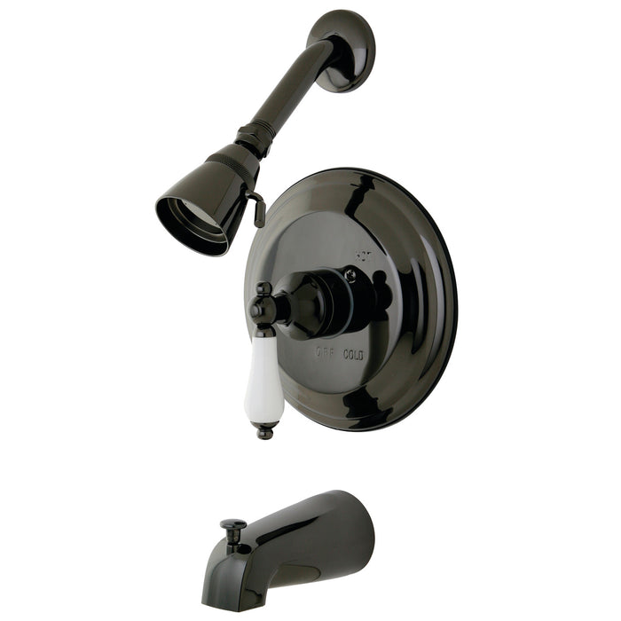 Kingston Heirloom NB3630PL - Water Onyx Single-Handle Pressure Balanced Tub and Shower Faucet, Black Stainless Steel