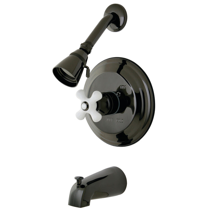 Kingston Heirloom NB3630PX - Water Onyx Single-Handle Pressure Balanced Tub and Shower Faucet, Black Stainless Steel