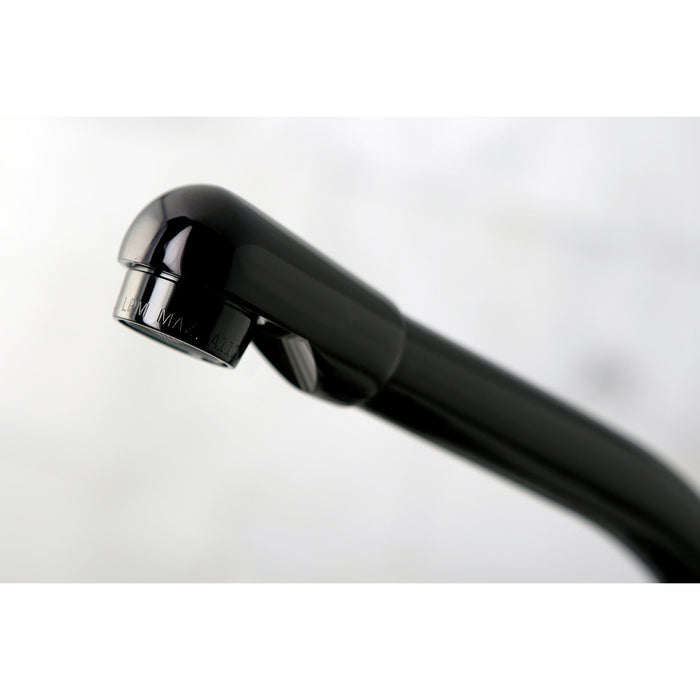 Kingston Water Onyx NB750SP Two-Handle 4-Hole 8" Centerset Kitchen Faucet with Side Sprayer, Black Stainless Steel