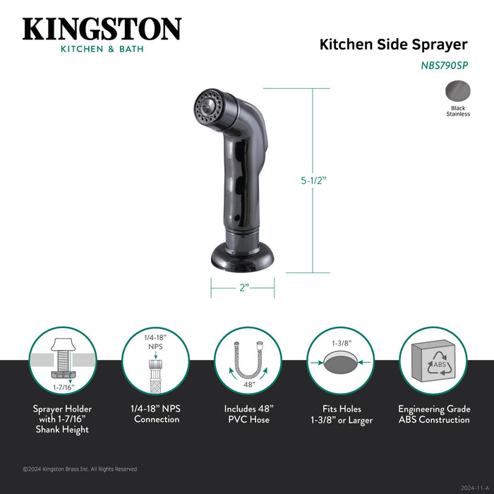 Kingston Water Onyx NBS790SP Plastic Kitchen Faucet Side Sprayer, Black Stainless Steel