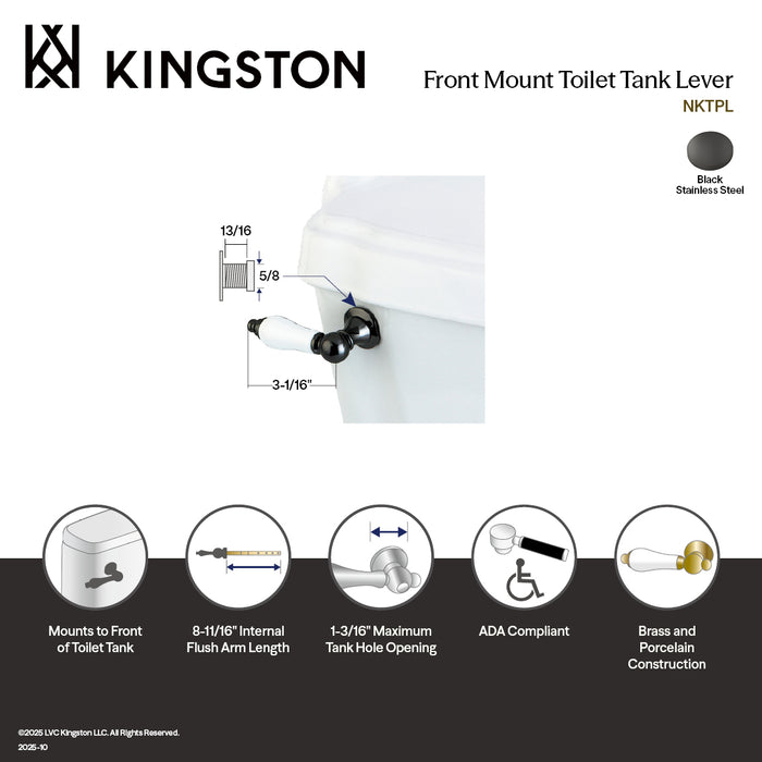 Kingston Heirloom NKTPL - Water Onyx Front Mount Toilet Tank Lever, Black Stainless Steel