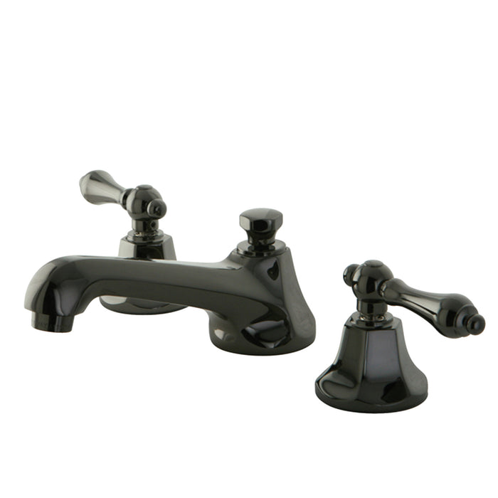Water Onyx NS4460AL Two-Handle 3-Hole Deck Mount Widespread Bathroom Faucet with Brass Pop-Up, Black Stainless Steel