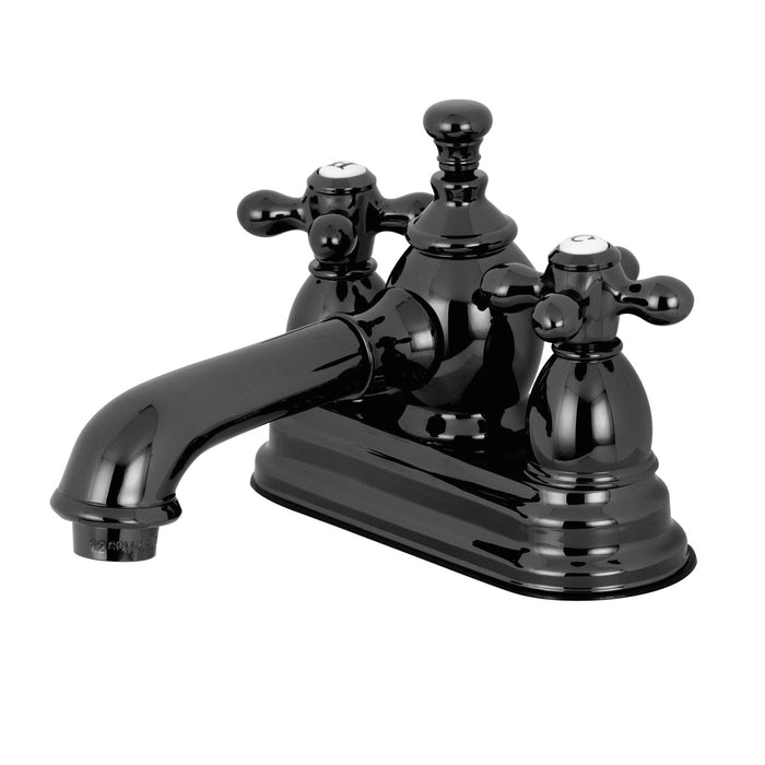 Kingston Heirloom NS7000AX - Water Onyx Double-Handle 3-Hole Deck Mount 4-Inch Centerset Bathroom Faucet with Brass Pop-Up, Black Stainless Steel