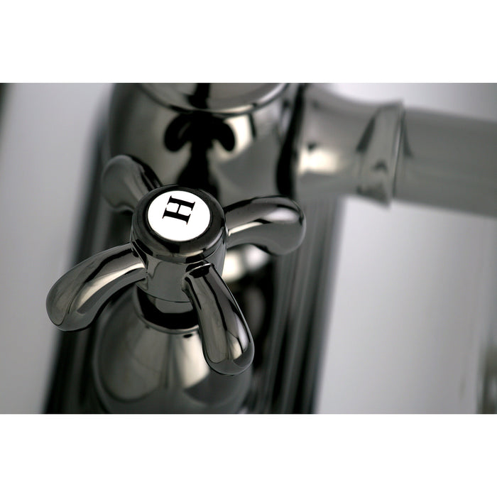 Kingston Water Onyx NS7000TX Double-Handle 3-Hole Deck Mount 4-Inch Centerset Bathroom Faucet with Brass Pop-Up, Black Stainless Steel