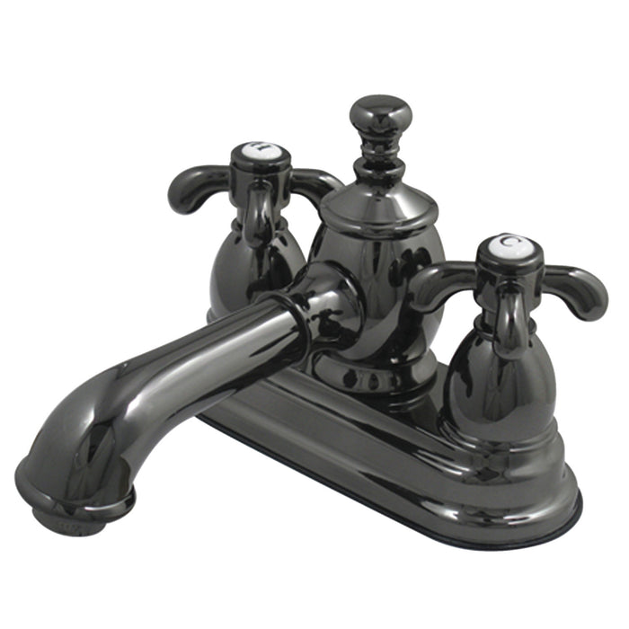 Kingston Water Onyx NS7000TX Double-Handle 3-Hole Deck Mount 4-Inch Centerset Bathroom Faucet with Brass Pop-Up, Black Stainless Steel