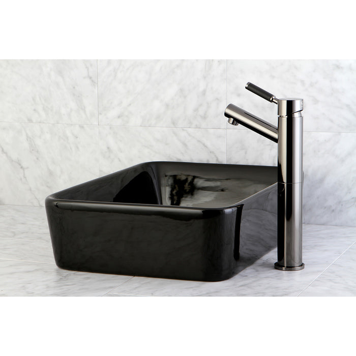 Kingston Sona NS8410DKL - Water Onyx Single-Handle 1-Hole Deck Mount Vessel Faucet, Black Stainless Steel
