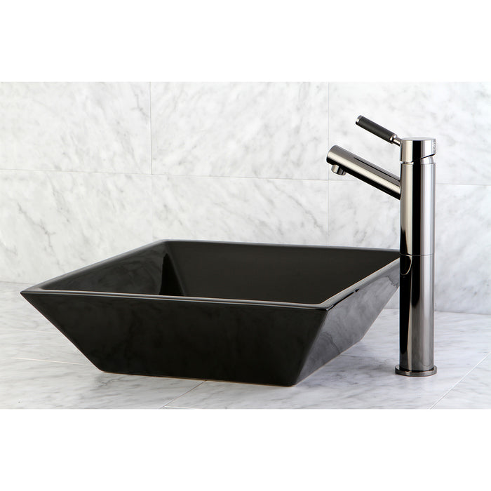 Kingston Sona NS8410DKL - Water Onyx Single-Handle 1-Hole Deck Mount Vessel Faucet, Black Stainless Steel