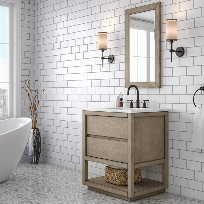 Kingston Oakman OA30CW00GK - 30 in. x 22 in. Bathroom Vanity Marble Top and White Basin, Grey Oak