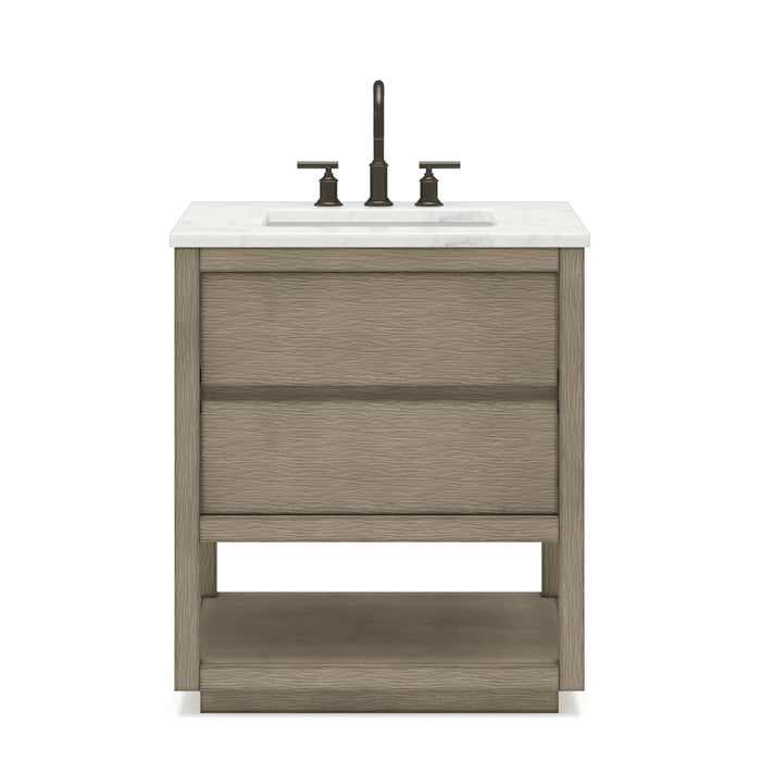 Kingston Oakman OA30CW00GK - 30 in. x 22 in. Bathroom Vanity Marble Top and White Basin, Grey Oak