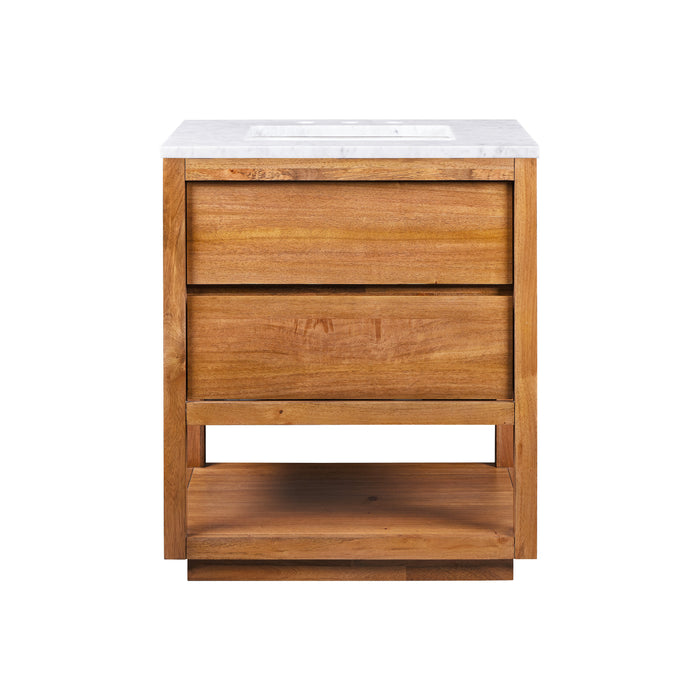 Kingston Oakman OA30CW00MW - 30 in. x 22 in. Bathroom Vanity Single Sink with White Marble Top and White Basin, Mango Wood