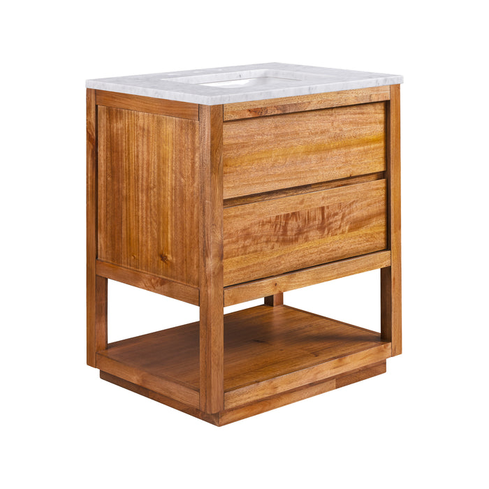 Kingston Oakman OA30CW00MW - 30 in. x 22 in. Bathroom Vanity Single Sink with White Marble Top and White Basin, Mango Wood