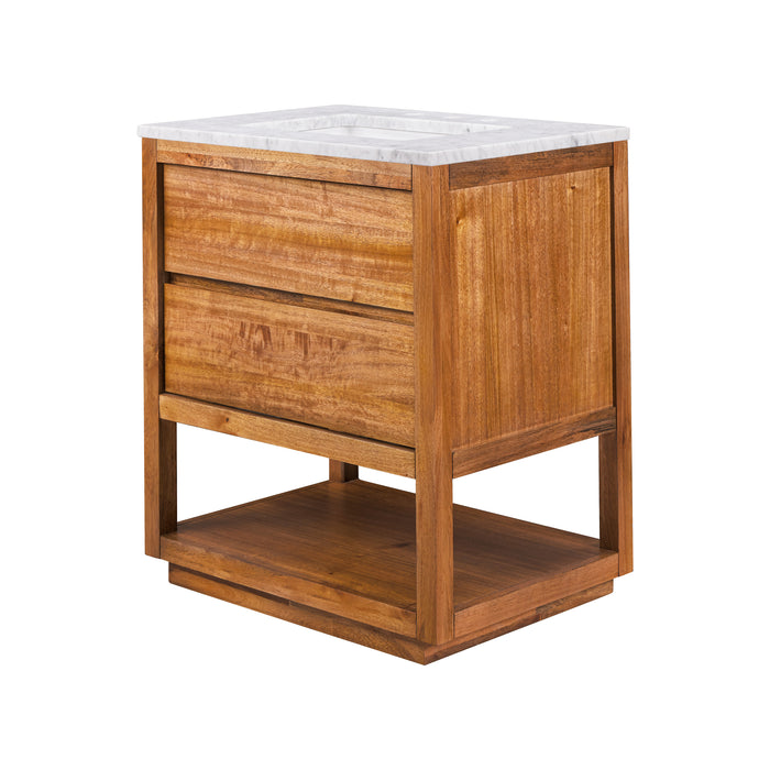 Kingston Oakman OA30CW00MW - 30 in. x 22 in. Bathroom Vanity Single Sink with White Marble Top and White Basin, Mango Wood