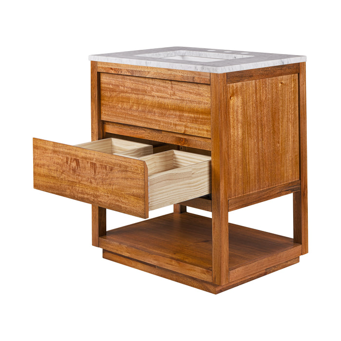 Kingston Oakman OA30CW00MW - 30 in. x 22 in. Bathroom Vanity Single Sink with White Marble Top and White Basin, Mango Wood