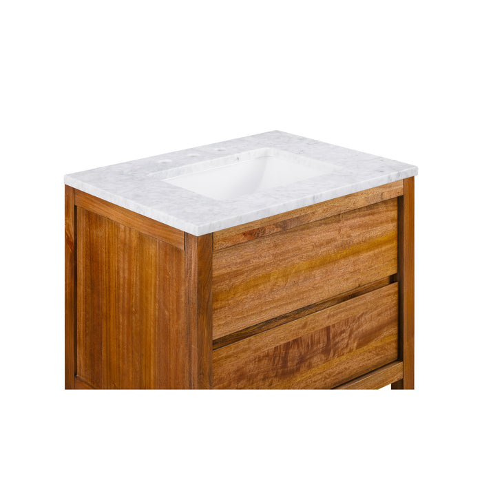 Kingston Oakman OA30CW00MW - 30 in. x 22 in. Bathroom Vanity Single Sink with White Marble Top and White Basin, Mango Wood