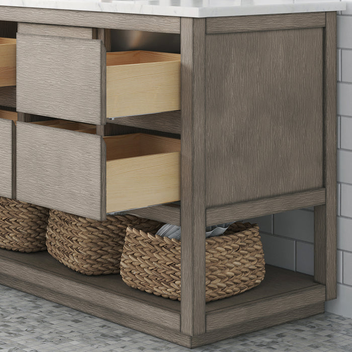 Kingston Oakman OA48CW00GK - 48 in. x 22 in. Bathroom Vanity Marble Top and White Basin, Grey Oak