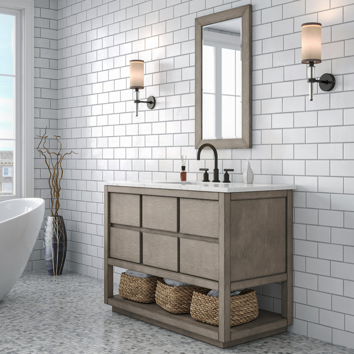 Kingston Oakman OA48CW00GK - 48 in. x 22 in. Bathroom Vanity Marble Top and White Basin, Grey Oak