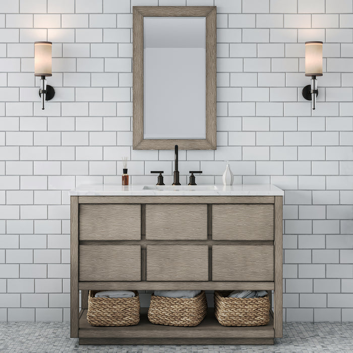 Kingston Oakman OA48CW00GK - 48 in. x 22 in. Bathroom Vanity Marble Top and White Basin, Grey Oak