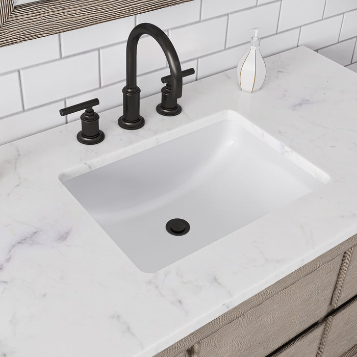 Kingston Oakman OA48CW00GK - 48 in. x 22 in. Bathroom Vanity Marble Top and White Basin, Grey Oak