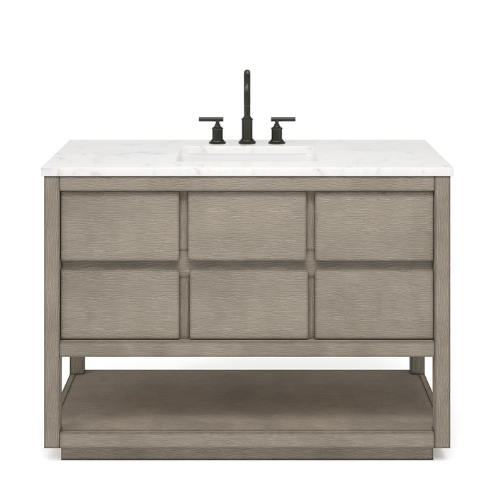 Kingston Oakman OA48CW00GK - 48 in. x 22 in. Bathroom Vanity Marble Top and White Basin, Grey Oak