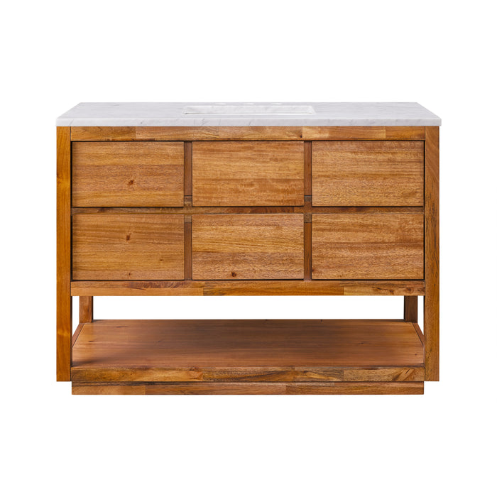 Kingston Oakman OA48CW00MW - 48 in. x 22 in. Bathroom Vanity Single Sink with White Marble Top and White Basin, Mango Wood