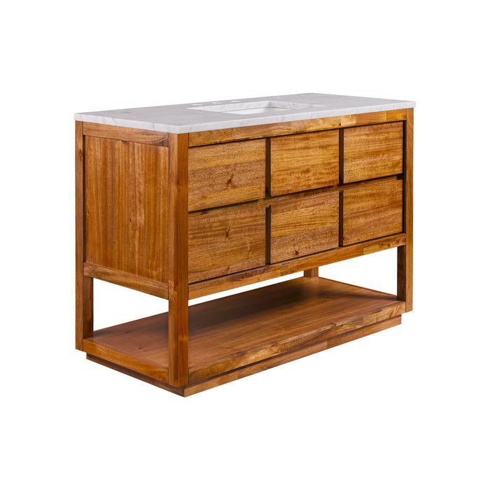 Kingston Oakman OA48CW00MW - 48 in. x 22 in. Bathroom Vanity Single Sink with White Marble Top and White Basin, Mango Wood