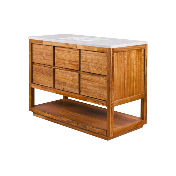 Kingston Oakman OA48CW00MW - 48 in. x 22 in. Bathroom Vanity Single Sink with White Marble Top and White Basin, Mango Wood