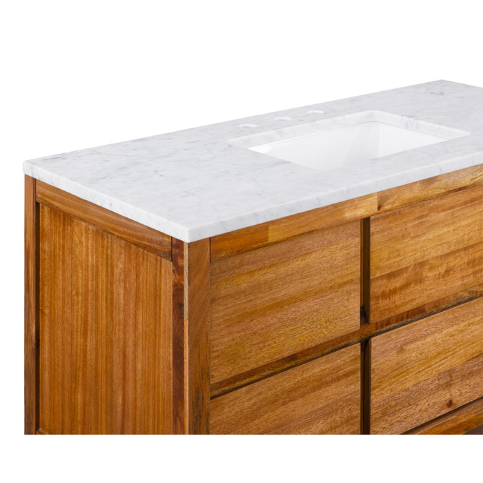Kingston Oakman OA48CW00MW - 48 in. x 22 in. Bathroom Vanity Single Sink with White Marble Top and White Basin, Mango Wood