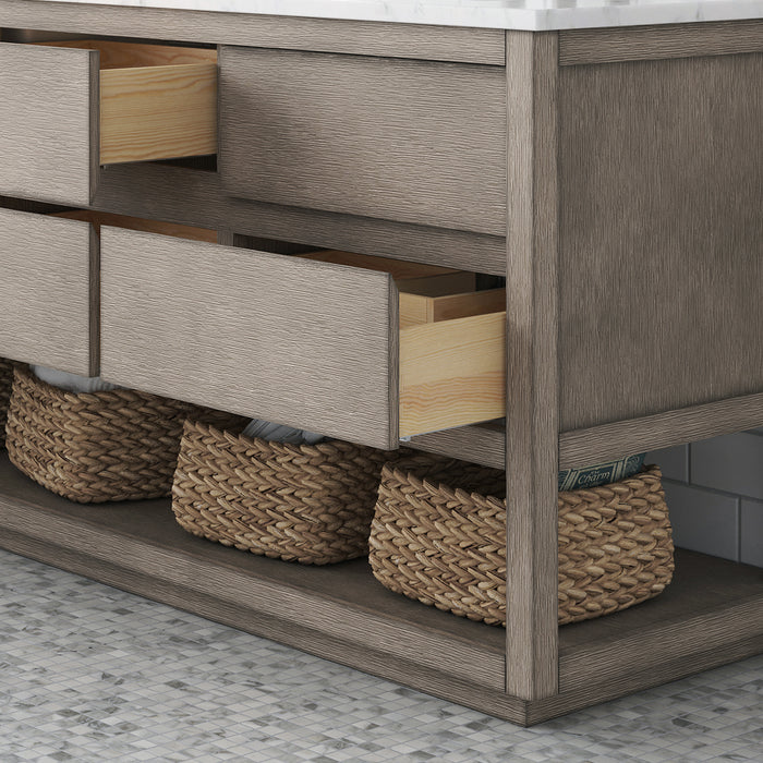 Kingston Oakman OA72CW00GK - 72 in. x 22 in. Bathroom Vanity Marble Top and White Basin, Grey Oak