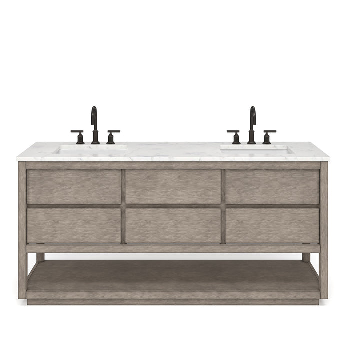 Kingston Oakman OA72CW00GK - 72 in. x 22 in. Bathroom Vanity Marble Top and White Basin, Grey Oak