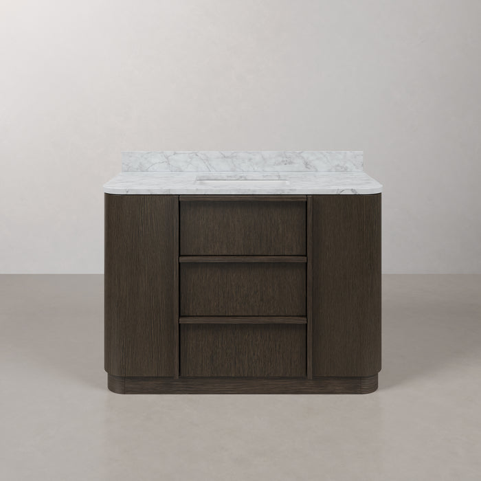Kingston Oxford OX48CW00CO - 48 in. x 22 in. Bathroom Vanity Single Sink Freestanding with Carrara White Marble Top, Charcoal Oak