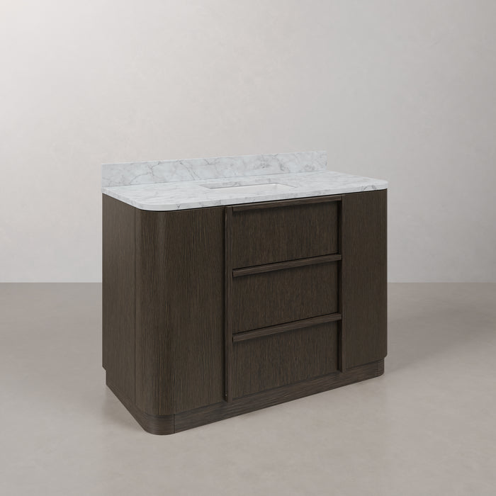 Kingston Oxford OX48CW00CO - 48 in. x 22 in. Bathroom Vanity Single Sink Freestanding with Carrara White Marble Top, Charcoal Oak