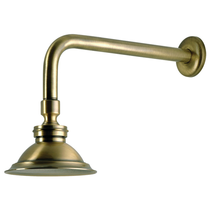 Kingston Heirloom P10ABCK - Victorian 4-13/16-Inch Round Raindrop Brass Shower Head with 12-Inch Shower Arm Combo, Antique Brass