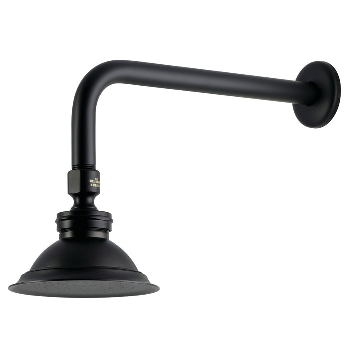 Kingston Heirloom P10MBCK - Victorian 4-13/16-Inch Round Raindrop Brass Shower Head with 12-Inch Shower Arm Combo, Matte Black