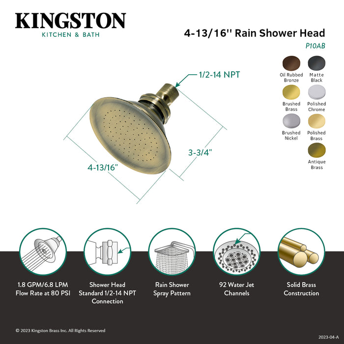 Kingston Heirloom P10PB - Victorian 4-3/4-Inch Round Raindrop Brass Shower Head, Polished Brass