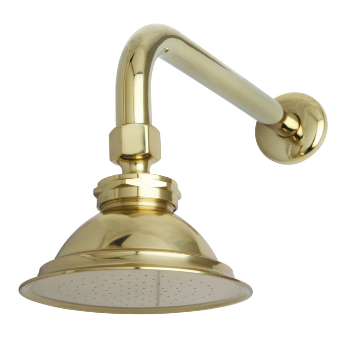 Kingston Heirloom P10PBCK - Victorian 4-13/16-Inch Round Raindrop Brass Shower Head with 12-Inch Shower Arm Combo, Polished Brass