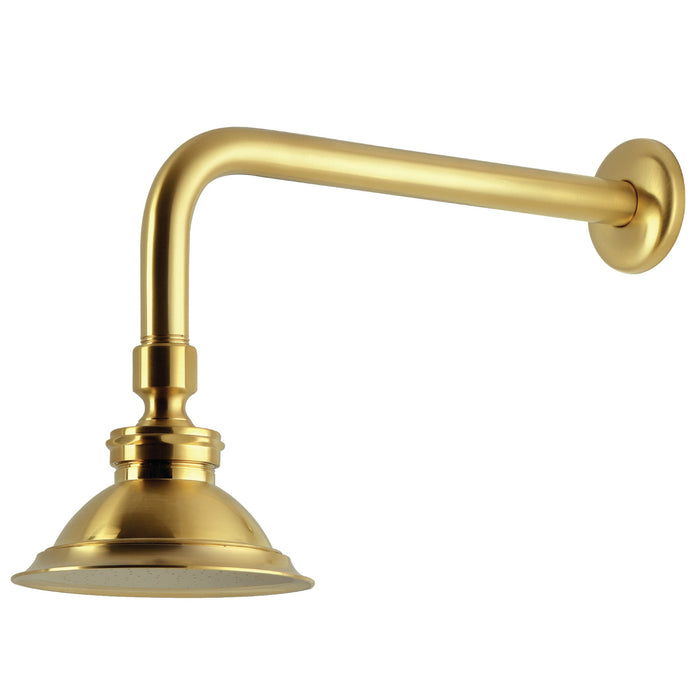 Kingston Heirloom P10SBCK - Victorian 4-13/16-Inch Round Raindrop Brass Shower Head with 12-Inch Shower Arm Combo, Brushed Brass