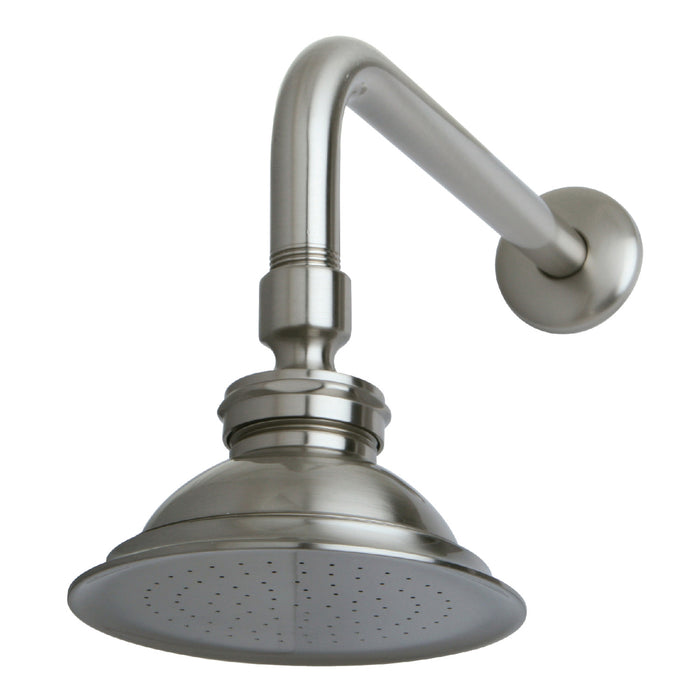 Kingston Heirloom P10SNCK - Victorian 4-13/16-Inch Round Raindrop Brass Shower Head with 12-Inch Shower Arm Combo, Brushed Nickel