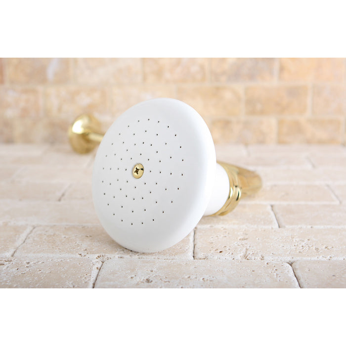 Kingston Heirloom P50PBCK - Victorian 5-1/8-Inch Round Raindrop Ceramic Shower Head with 12-Inch Shower Arm Combo, Polished Brass