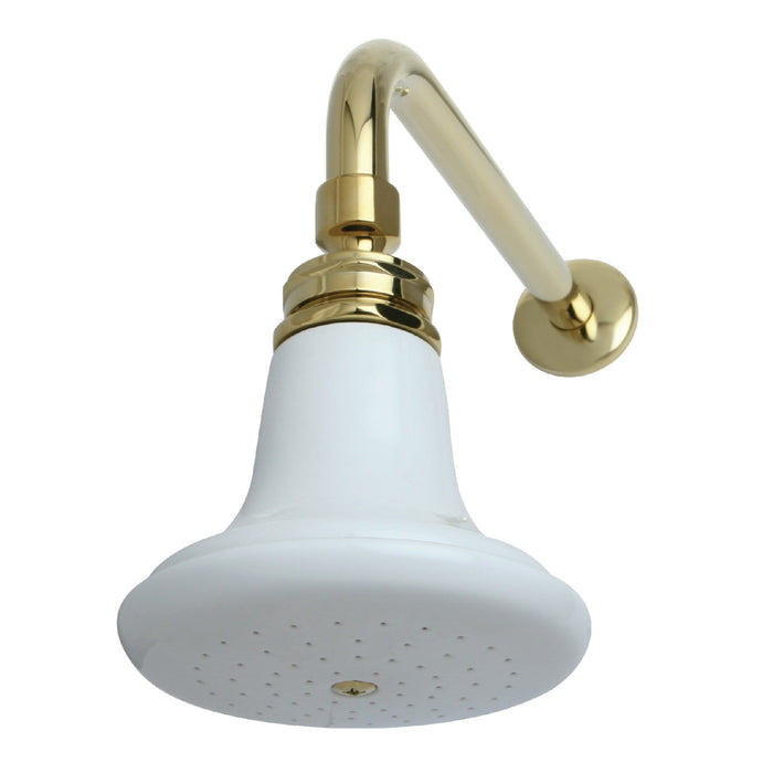 Kingston Heirloom P50PBCK - Victorian 5-1/8-Inch Round Raindrop Ceramic Shower Head with 12-Inch Shower Arm Combo, Polished Brass