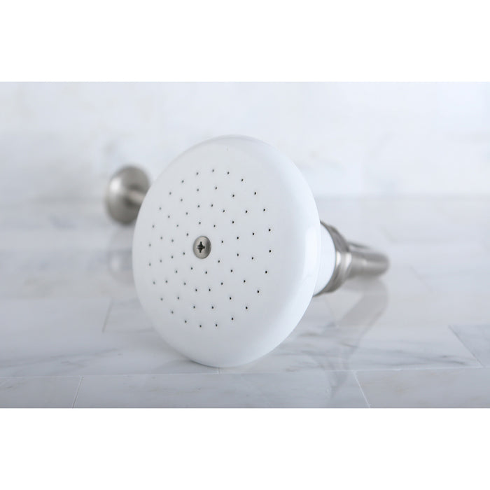 Kingston Heirloom P50SNCK - Victorian 5-1/8-Inch Round Raindrop Ceramic Shower Head with 12-Inch Shower Arm Combo, Brushed Nickel