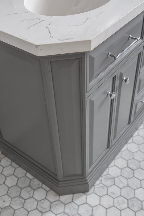 Kingston Palace PA60QZ01CG - 60 in. x 22 in. Bathroom Vanity Quartz Top and White Basin, Cashmere Grey