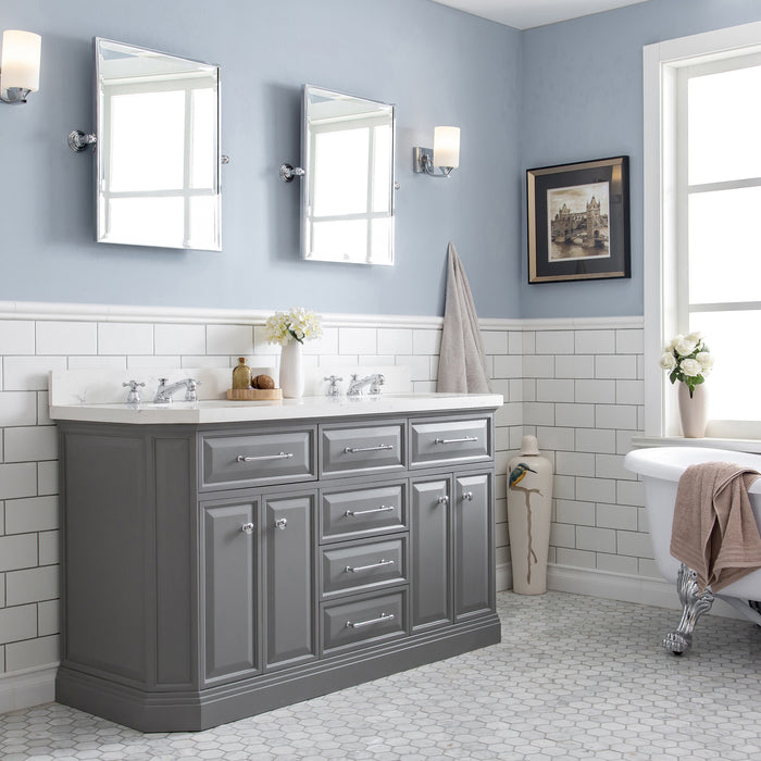 Kingston Palace PA60QZ01CG - 60 in. x 22 in. Bathroom Vanity Quartz Top and White Basin, Cashmere Grey