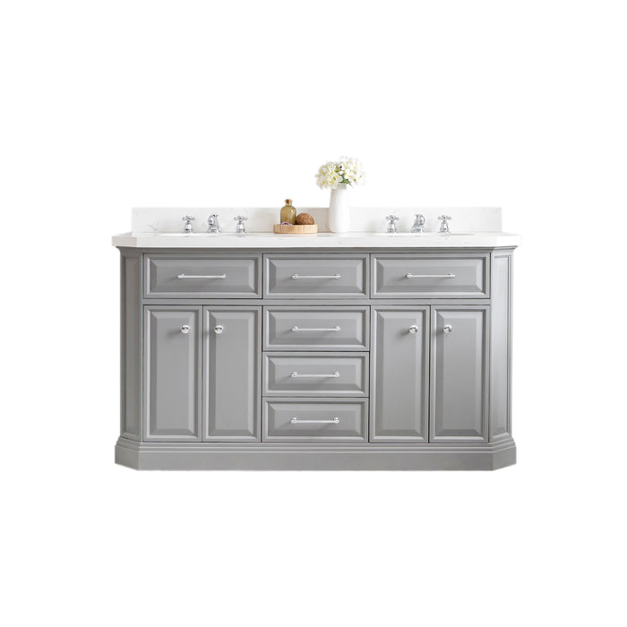 Kingston Palace PA60QZ01CG - 60 in. x 22 in. Bathroom Vanity Quartz Top and White Basin, Cashmere Grey