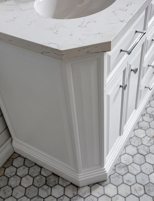 Kingston Palace PA60QZ01PW - 60 in. x 22 in. Bathroom Vanity Quartz Top and White Basin, Pure White