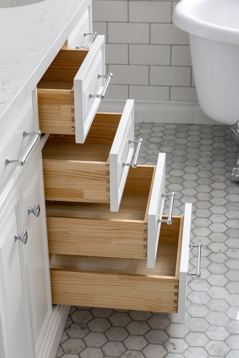 Kingston Palace PA60QZ01PW - 60 in. x 22 in. Bathroom Vanity Quartz Top and White Basin, Pure White